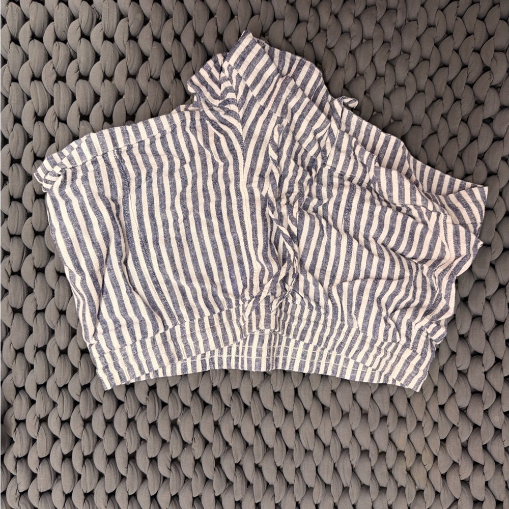 Striped Blue and White Crop Top